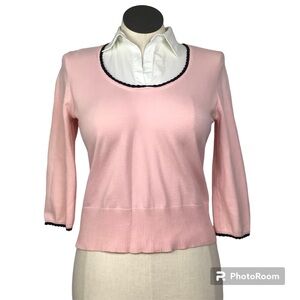 R.Q.T. Petite Collared Neck Sweatshirt Women’s Size PM Color Pink Pullover .